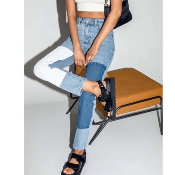 Princess Polly woman’s Cofield Mom patch denim jeans pants - Picture 4 of 13